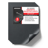 Magnet Receptive Ferrous Sheets with Strong Adhesive Backing, Flexible Rubber Sheet Metal for Arts, Crafts, Storage, Organization, 8.5” x 12.3” (Pack of 5)