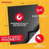 Magnet Receptive Ferrous Sheets with Strong Adhesive Backing, Flexible Rubber Sheet Metal for Arts, Crafts, Storage, Organization, 8.5” x 12.3” (Pack of 5)